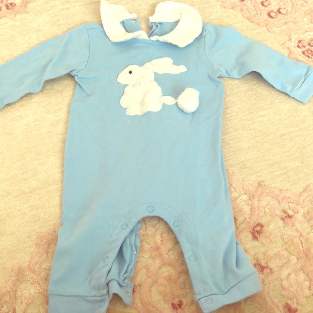 Baby boy baby blue bunny one piece